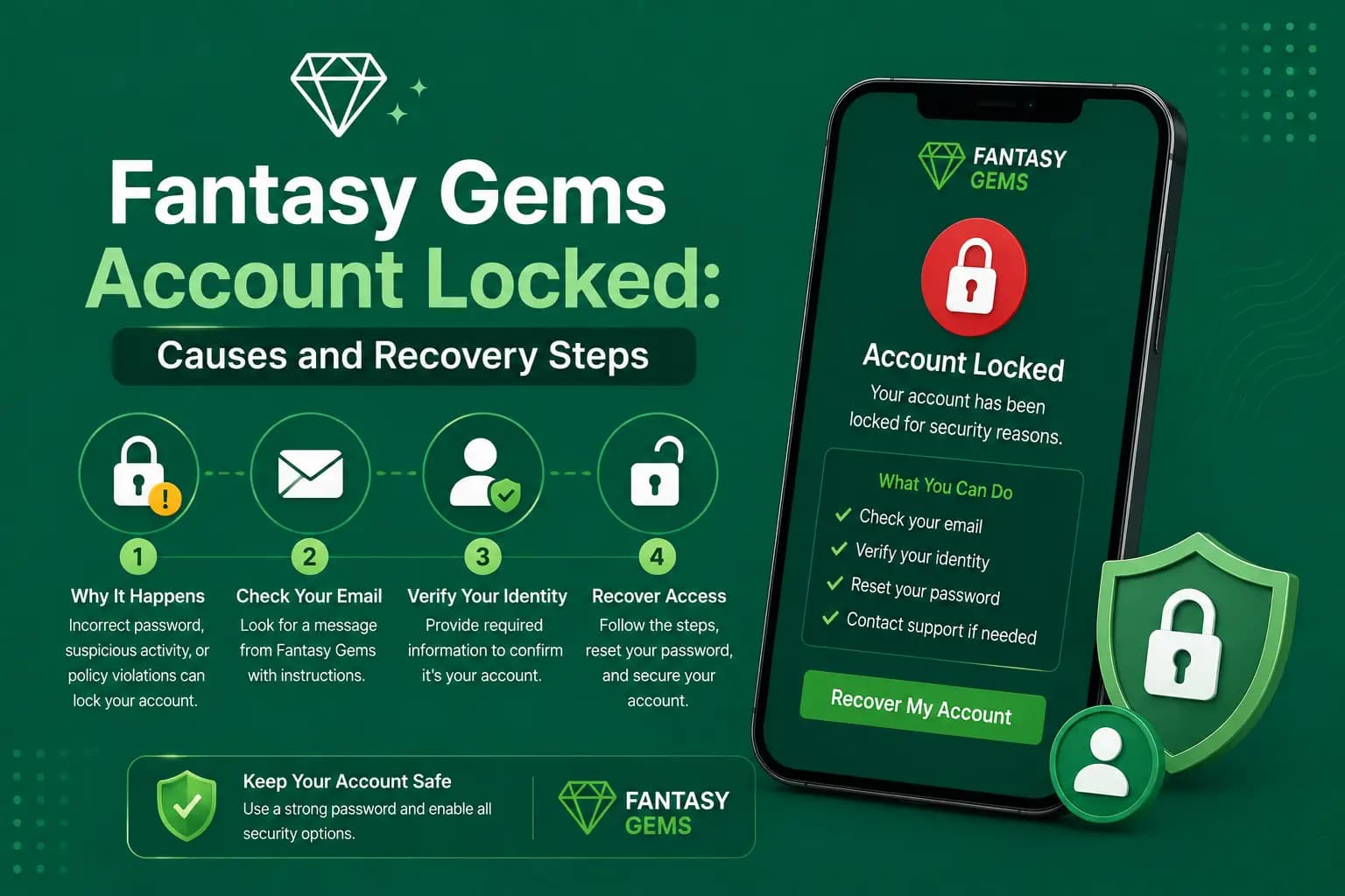 Fantasy Gems account locked recovery guide graphic Fantasy Gems account locked recovery guide graphic