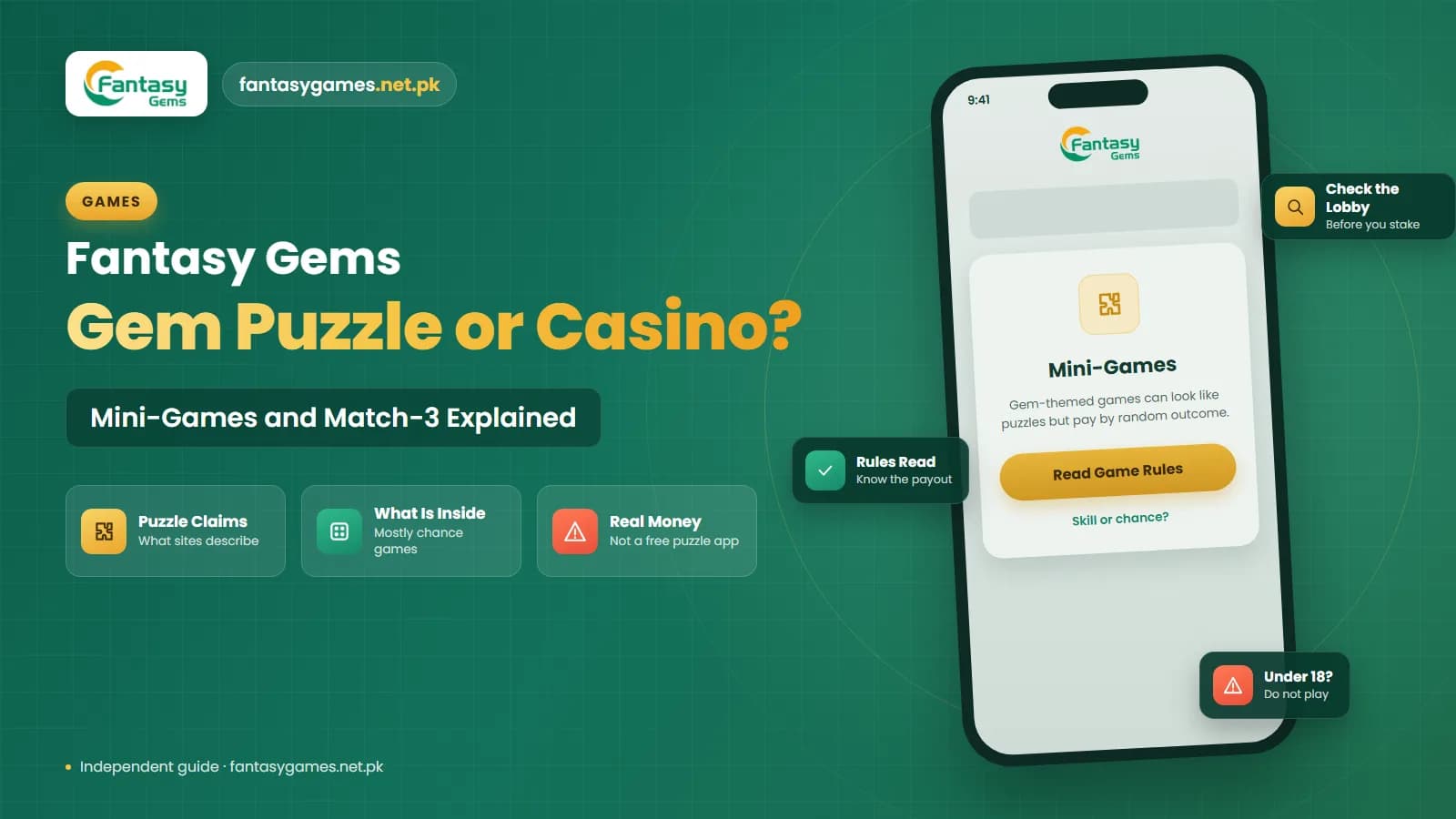 Fantasy Gems mini-games and gem puzzle games comparison showing a match-3 gem board beside a real-money game lobby on a phone Fantasy Gems mini-games and gem puzzle games comparison showing a match-3 gem board beside a real-money game lobby on a phone