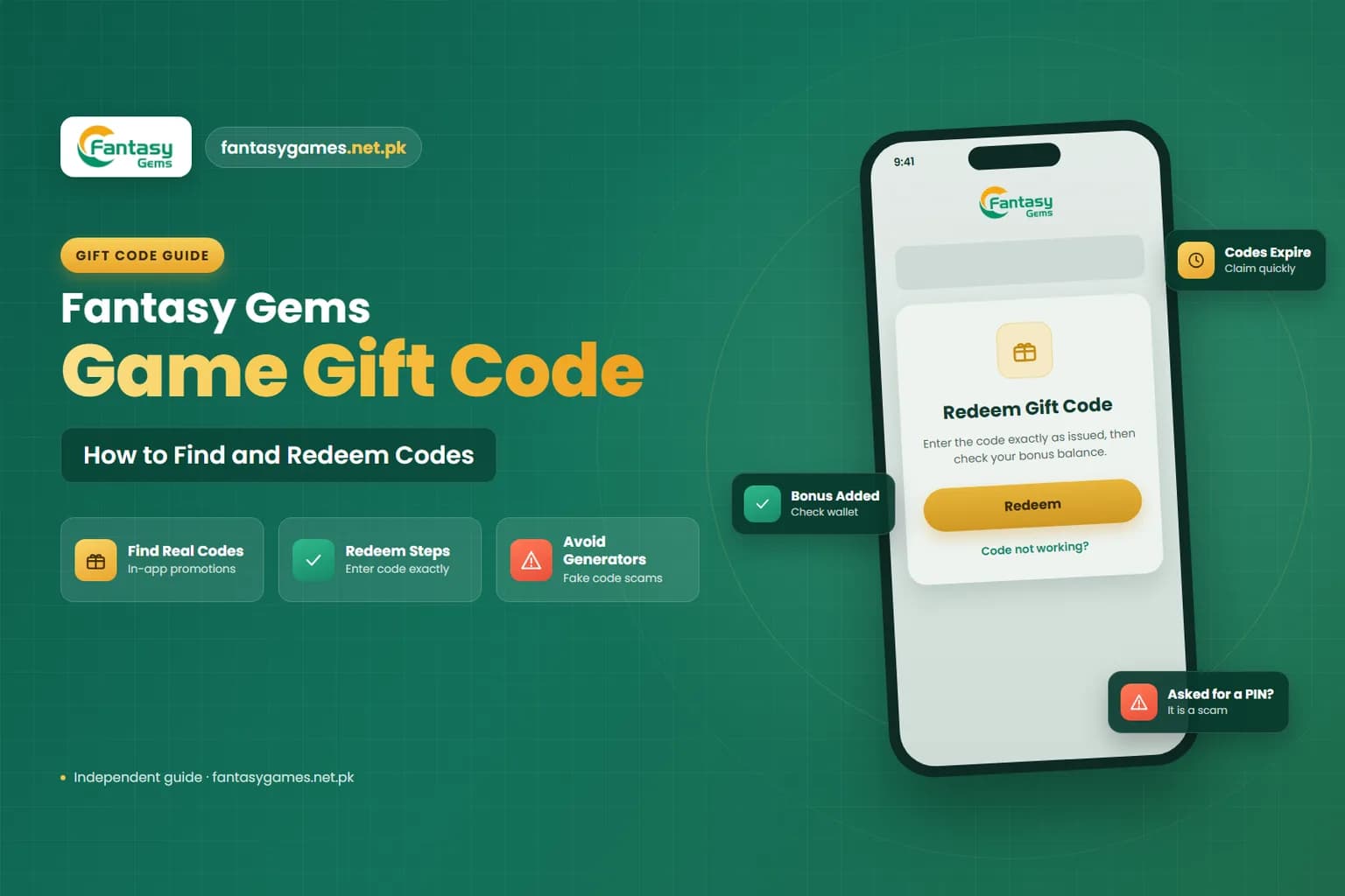 Fantasy Gems game gift code redeem screen graphic with steps to enter a code safely Fantasy Gems game gift code redeem screen graphic with steps to enter a code safely