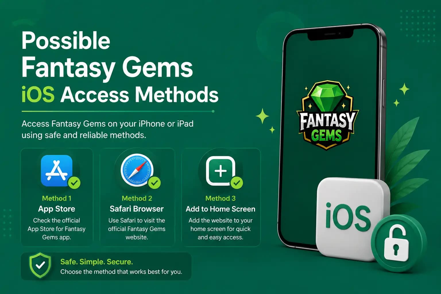 Graphic showing possible Fantasy Gems iOS access methods including App Store, Safari and TestFlight Graphic showing possible Fantasy Gems iOS access methods including App Store, Safari and TestFlight