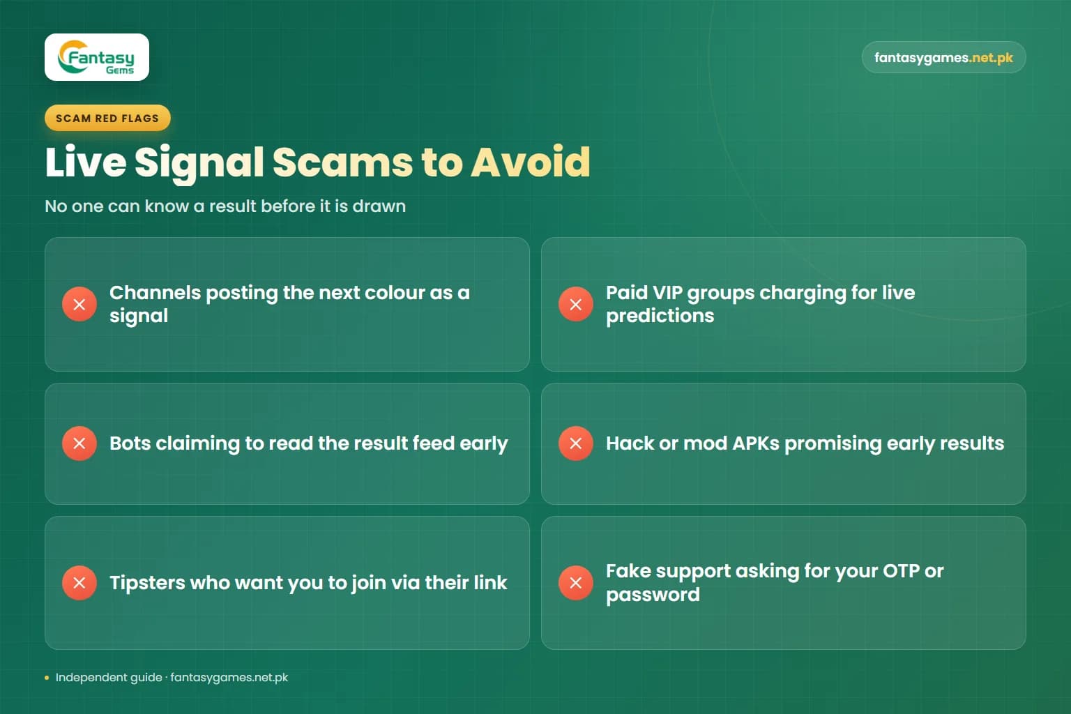 Checklist of live signal scams aimed at Fantasy Game Gems Live players, from paid VIP groups to fake support agents Checklist of live signal scams aimed at Fantasy Game Gems Live players, from paid VIP groups to fake support agents