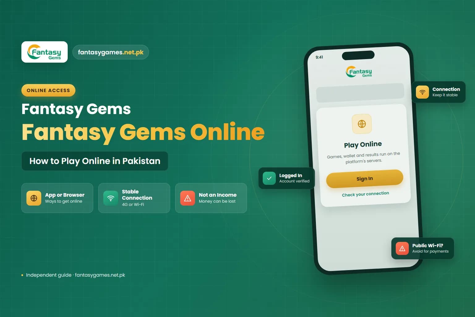 Fantasy Gems online access graphic showing app and browser play with a stable connection Fantasy Gems online access graphic showing app and browser play with a stable connection